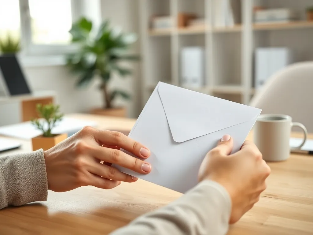 Spokojne dłonie trzymają uporządkowane dokumenty i kopertę, symbolizując wsparcie przy wypłacie świadczenia z PZU po zgonie